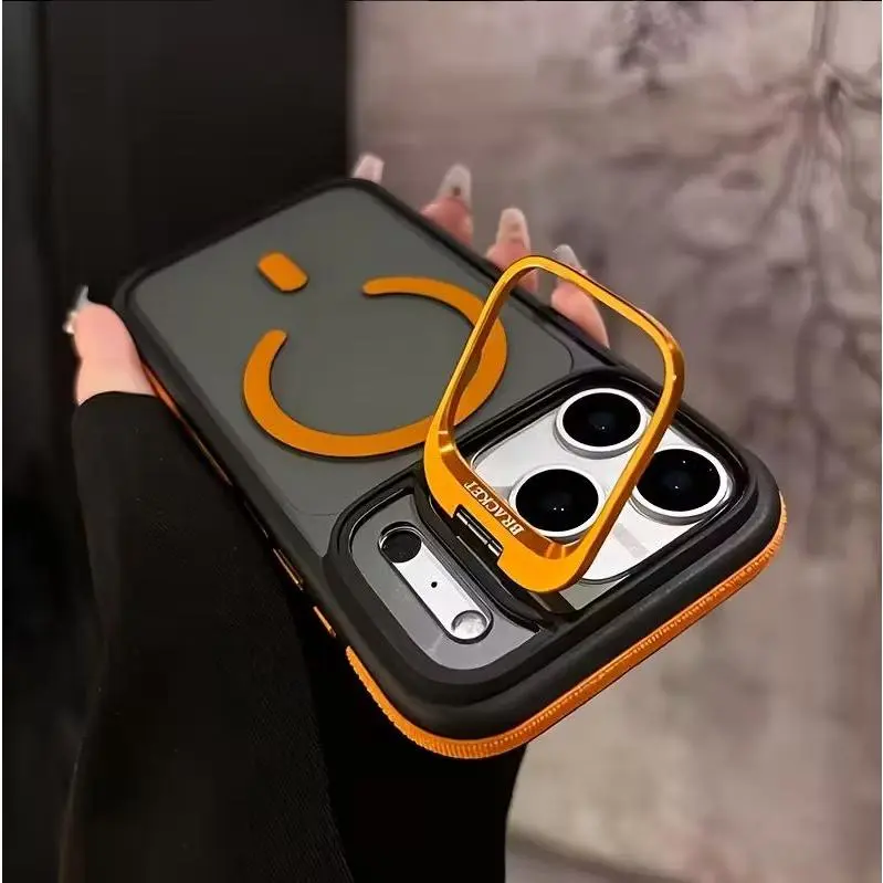 Advanced Invisible Lens Holder Magnetic Transparent Phone Case for iPhone 17/17 Pro/17 AIR/17 Pro Max/16/16 Pro/16 PLUS/16 Pro Max/15/14/13/12 Durable Soft Shock Resistant Orange Casing Protection Cellphone iphone 15 pro max case iphone 13 case