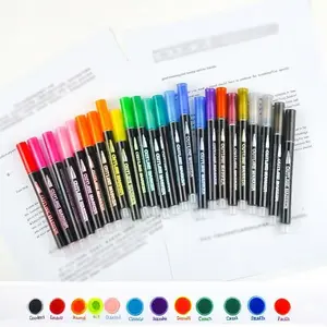 8/12/24/36/60 Dual Line Contour Pen Set, Handwriting Fluorescent Pens, Glitter Pens, Metal Color Highlighters, Doodle Markers, Art Marker Pen, Coloring Supplies