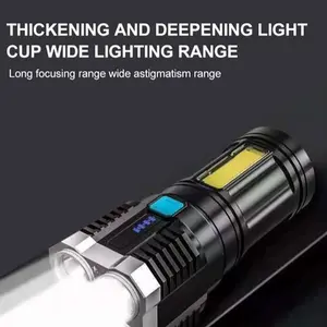 High Power LED Flashlights Camping Torch With 4 Lamp Beads And COB Side Light Rechargeable Portable Hand Lantern 4 Lighting Mode