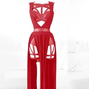 New Sexy Summer Suit Women Sleeveless Gothic Vintage Black Corset Crop Top + Bandage Underpants Mesh Split Skirt 3pcs Sets