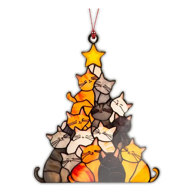Cute Cat Christmas Ornaments 2025 – Funny Black and Orange Cat Decorations, Perfect Gifts for Cat Lovers and Women