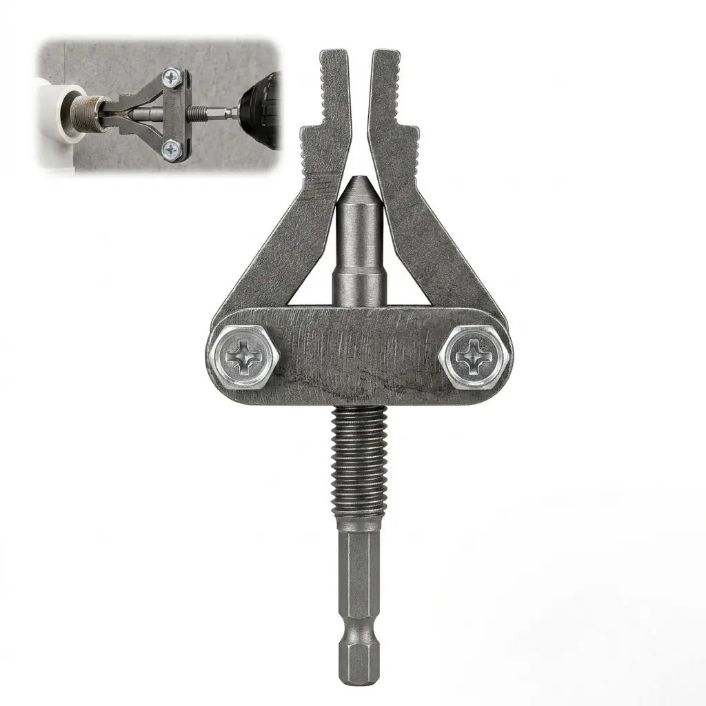 Broken Pipe Thread Extractor, Universal 1/2" 3/4" 1" Pipe Nipple Remover, Drill Powered Broken Thread Removal Tool for Rusty Faucet & Pipe Nipples