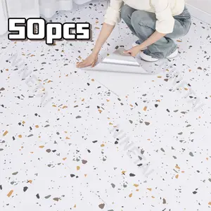 Peel And Stick Floor Tile 50pcs Vinyl Plank Wood Grain Look 11.81in x 11.81in 48 Sq Ft Kitchen Mats For Floor Living Rooms Kitchens Bedrooms Easy Install building  panels