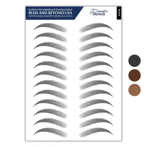 Waterproof Eyebrow Tattoo Stickers - Solution for hair loss. Bushy Tinted eyebrow tattoos.  Style: Dramatic - Miami
