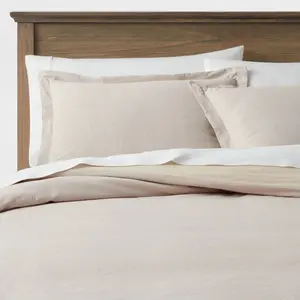 King Cotton Linen Chambray Duvet Cover & Sham Set Khaki - Threshold