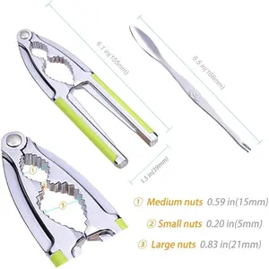 Nutcracker Seafood Tools - Heavy Duty Shell Cracker with 2 PCS Forks Picks, Non-Slip Handle, Walnut Cracker for All Nuts Kitchen Utensils Kitchenware Cooking
