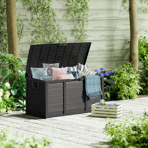 Intergreat 75 Gallon Outdoor Deck Storage Box - Heavy Duty Resin Container with Lockable Lid & Handles for Patio, Garden, Yard - Weatherproof (Black)