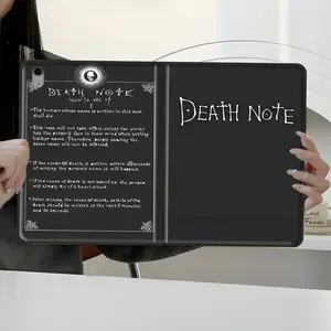 Dark Death Note Design iPad Book Style Case, Fantasy Anime Notebook Design for iPad Pro, iPad Air & Mini, Full Protection with Pen Slot, Ideal for Home & School Use