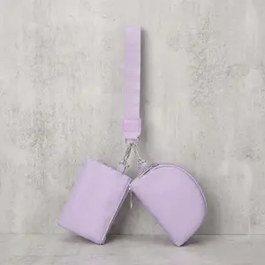 Women's Wristlet Clutch Purse - Zippered Double-Pocket Portable Keychain Wallet - Casual Chain Strap Wristband Handbag for Coin Key Card Storage