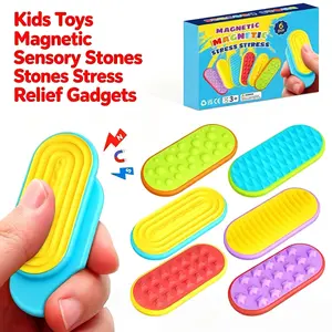 Magnetic Focus Bean Sensory Fidget Toy, Silicone Magnetic Slider Stress Relief, Educational Plaything for Kids & Adults