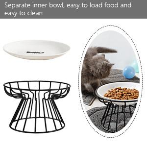 Elevated Ceramic Cat Bowl with Metal Stand – Tilted Pet Feeding Bowl for Cats & Small Dogs, Anti-Vomit & Easy to Clean