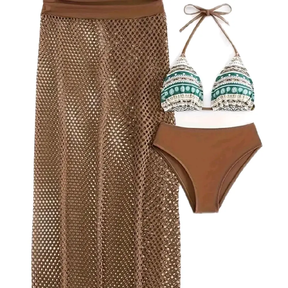 3 pieces Women Fashion Sexy set long skirt slip. Bikini Sets .size Small Medium Large Xl