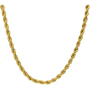 18-30 Inches Adjustable 18K Gold Plated Necklace, 4MM Thick Rope Twist Chain, Unisex Hip-Hop Style Fashion Necklace for Men and Women 20in