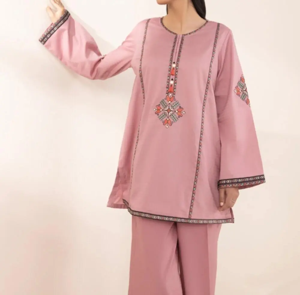 Women's Embroidered Sapphire Woven Fabric Shirt, Casual Everyday Style with Long Sleeves
