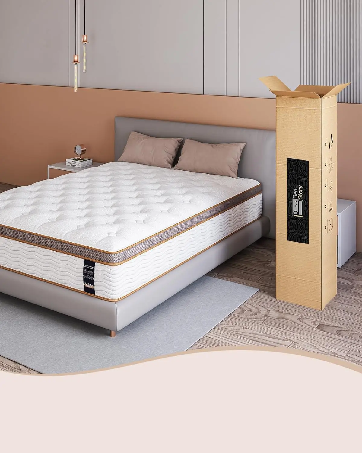 BedStory Queen King Mattress - 12'' Hybrid Mattress - Gel Memory Foam & Pocket Springs for Pressure Relief & Motion Transfer, Bedroom Luxury Usa
