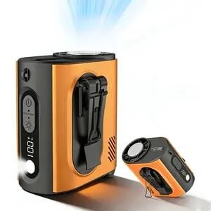 AI portable fan, rechargeable, 4-speed wind, 6600RPM strong wind, personal waist-mounted fan, working time up to 14 hours, hands-free neck-mounted fan, wearable belt fan with ice cooling function, suitable for camping, outdoor activities, work sites, port