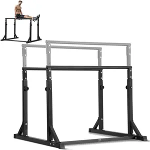 VEVOR Heavy-Duty Dip Bar Station, 800 lbs Capacity, Adjustable Height Muscle Training Equipment, Stabilizer Parallette Push-Up Stand, Parallel Bars for Home Gym Strength Training, Heavy-Duty Construction
