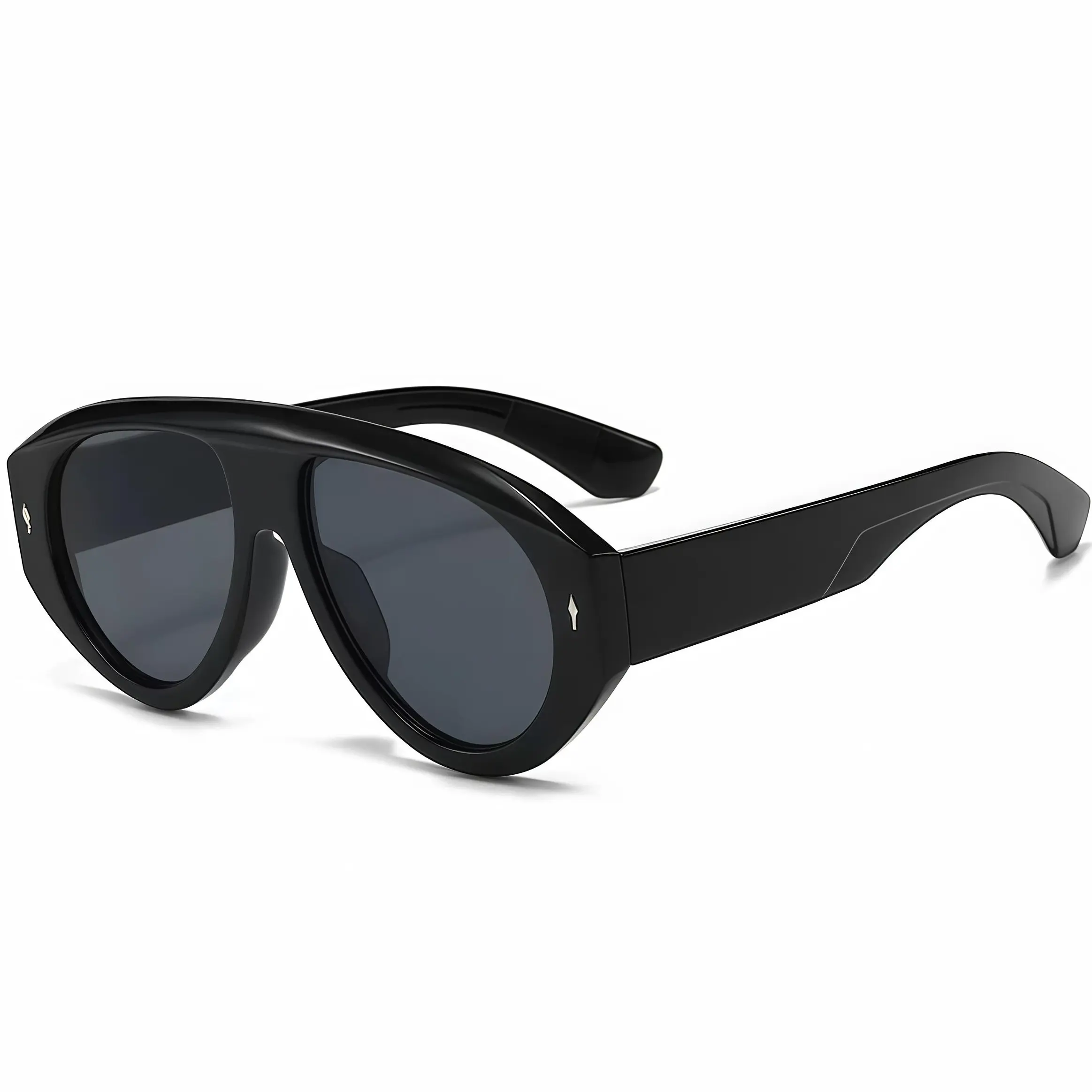 Women's Unisex Full-Rim Oversized Polarized Aviator Sunglasses - Black Polarized Lenses, 90s Y2K Retro Vintage Style, UV Protection, Stylish Accessories, Casual Wear Daily Shades Look