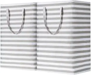 BOOMIBOO 2-Pack Large Laundry Basket,Waterproof Freestanding Laundry Hamper,Collapsible Clothes Basket with Easy Carry Handles in Laundry Room Bathroom Bedroom Dorm,Grey,75L