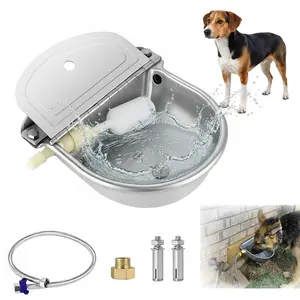 Automatic Livestock Water Bowl, Stainless Steel Float Valve Waterer, 2.5L Auto Refill Drinking Bowl for Horses, Goats & Cattle,summervibes