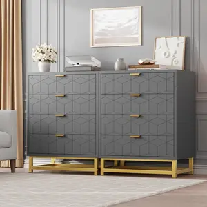 Gaomon 4-Drawer Bedroom Dresser with Metal Legs, Wide Storage for Bedroom, Living Room, Grey