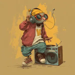 Rap DJ Mouse Car Decal, Cute Hip Hop Rat Sticker with Sunglasses and Retro Boombox, Funny Music Cartoon Vinyl for Car Window, Bumper, Laptop, Truck, Urban Style Streetwear Auto Accessory