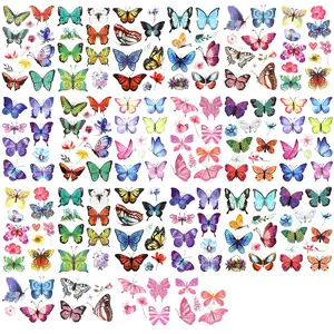 100pcs Temporary Butterfly Tattoos, Colorful Small Butterfly Flowers Tattoo Stickers Waterproof Cute Small Tattoos for Adults Kids Face Body Birthday Party Carnival