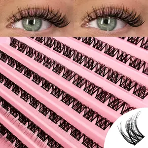 Natural Thin Soft Faux Cat Eye Lashes Clusters, 120pcs Mixed Sizes Mixed Lengths 8-16mm, DIY Home Use, Natural Look, Soft and Fluffy Eyelash Extensions, Individual Lash Extensions