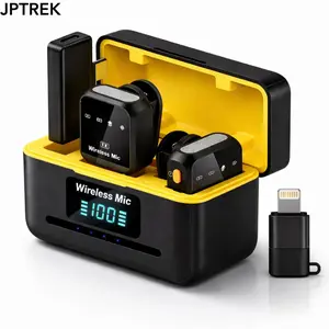 JPTREK Dual Wireless Lapel Microphone Set, Clip-On Noise Cancelling Mics with Long Range Transmission for Vlogging, Video Recording, Podcast, Live Streaming, Interviews & Online Teaching