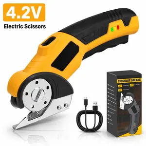 Paper Cutter, Packaging Cutter,4.2V Cordless Electric Scissors, Rechargeable Circular Shears with USB Charger, Portable Rotary Fabric Cutter for Cloth, Cardboard, Leather, Paper, Carpet, DIY Crafts, Sewing, Home Use and Package Cutting
