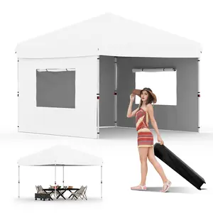 GAOMON White Pop Up Canopy Tent 10x10 Outdoor Canopy tz Set Up Heavy Duty Commercial Instant Tent Shelter,3-Sidewall