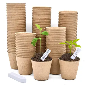 Biodegradable Peat Pots for Seedling - 120 Pack 3.15 inch Biodegradable Plant Seed Starters Kits with 30 Plant Labels, Garden Germination Nursery Pots for Flower Vegetable Seed Germination