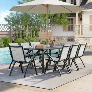 Fathersdaygift Summervibes Flash sale home items 2PCS Modern Aluminum Outdoor Dining Chairs - Quick-Dry Textilene Fabric, Ergonomic Design for Patio, Poolside, Restaurants - All-Weather Rust-Resistant Gray