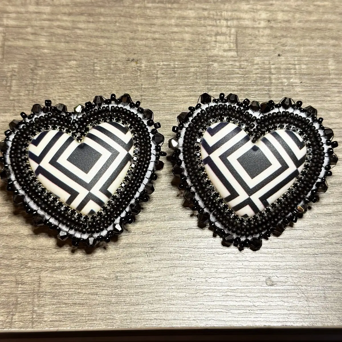 Mi’gmaq handmade beaded heart earrings