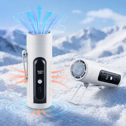 5-Speed Portable Handheld Turbo Fan with Cooling Plate, Adjustable Speed, LED Display, Clip-On Waist Clip, Type-C Rechargeable - Home Cooling, Outdoor Travel Relief, Mother’s Day Gift