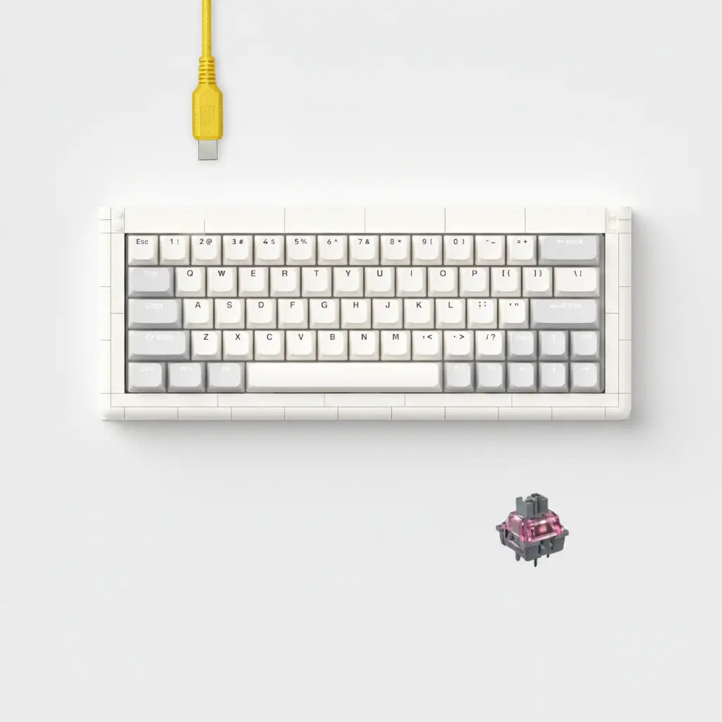 KBDcraft Adam 60% Keyboard with a Lego-Compatible Case, PBT Keycaps, Gasket Mount, Hot-swappable, Wired, Linear Switch, RGB, QMK, Vial for Win/Mac, Full Kit, White