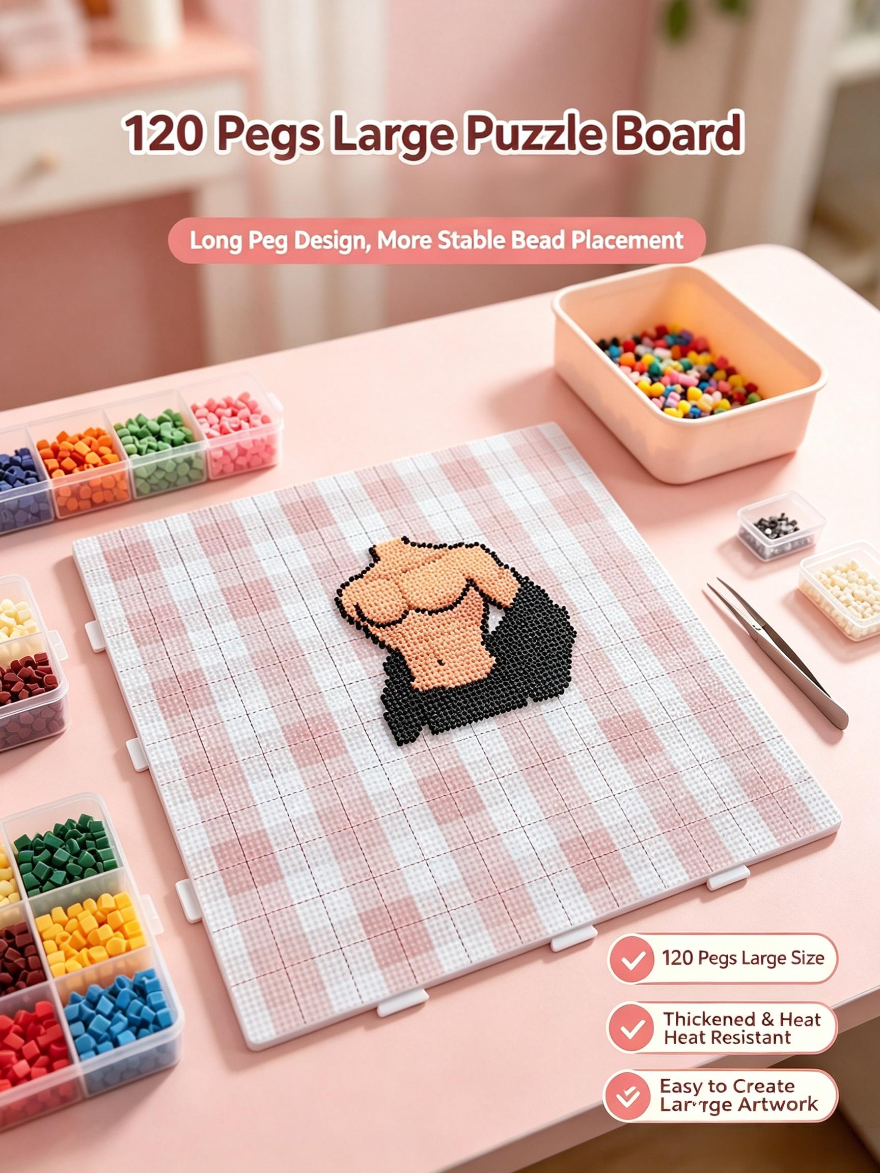 120-Pin Oversized Fuse Bead Pegboard, Heavy-Duty Heat Resistant Template for Pixel Art DIY Projects