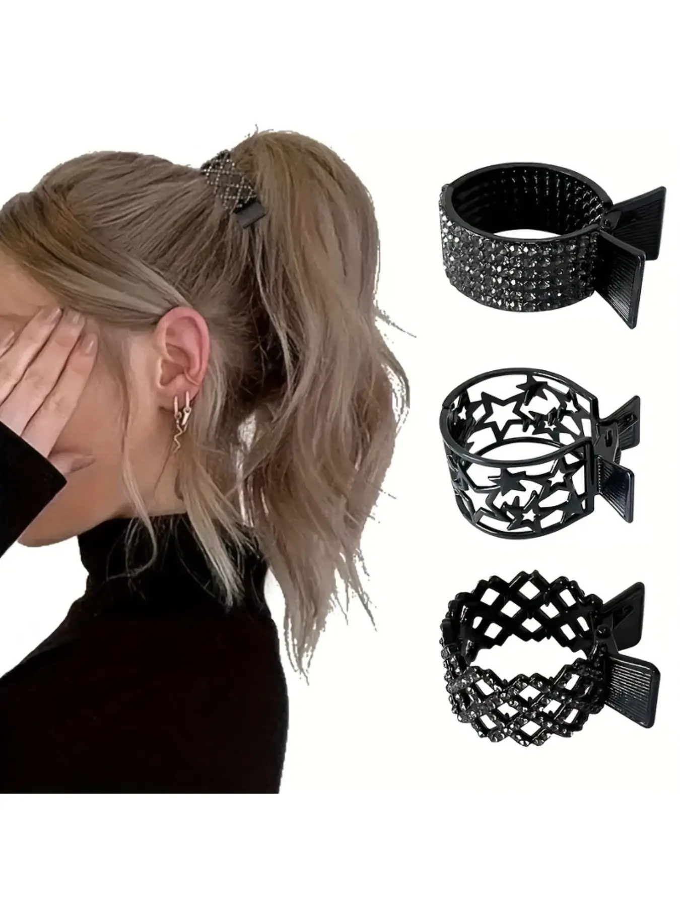 Heavy-Duty Anti-Slip Ponytail Clips, Hair Claws, Claw Clip Pack, Set of Three, Strong Grip Design, Durable Non-Slip Texture, Suitable for Formal Occasions, Daily Use, Commuting, Fashion Hair Accessories, Strong Hold Clips