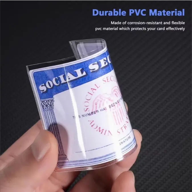 Desk Accessories Durable PVC Social Security Card Protective Covers for Medical Insurance Credit Cards & Driver's Licenses Secure Document Protection Office Stationery Supplies Office Organizer Card Holder Desk Gadgets Desk Tidy