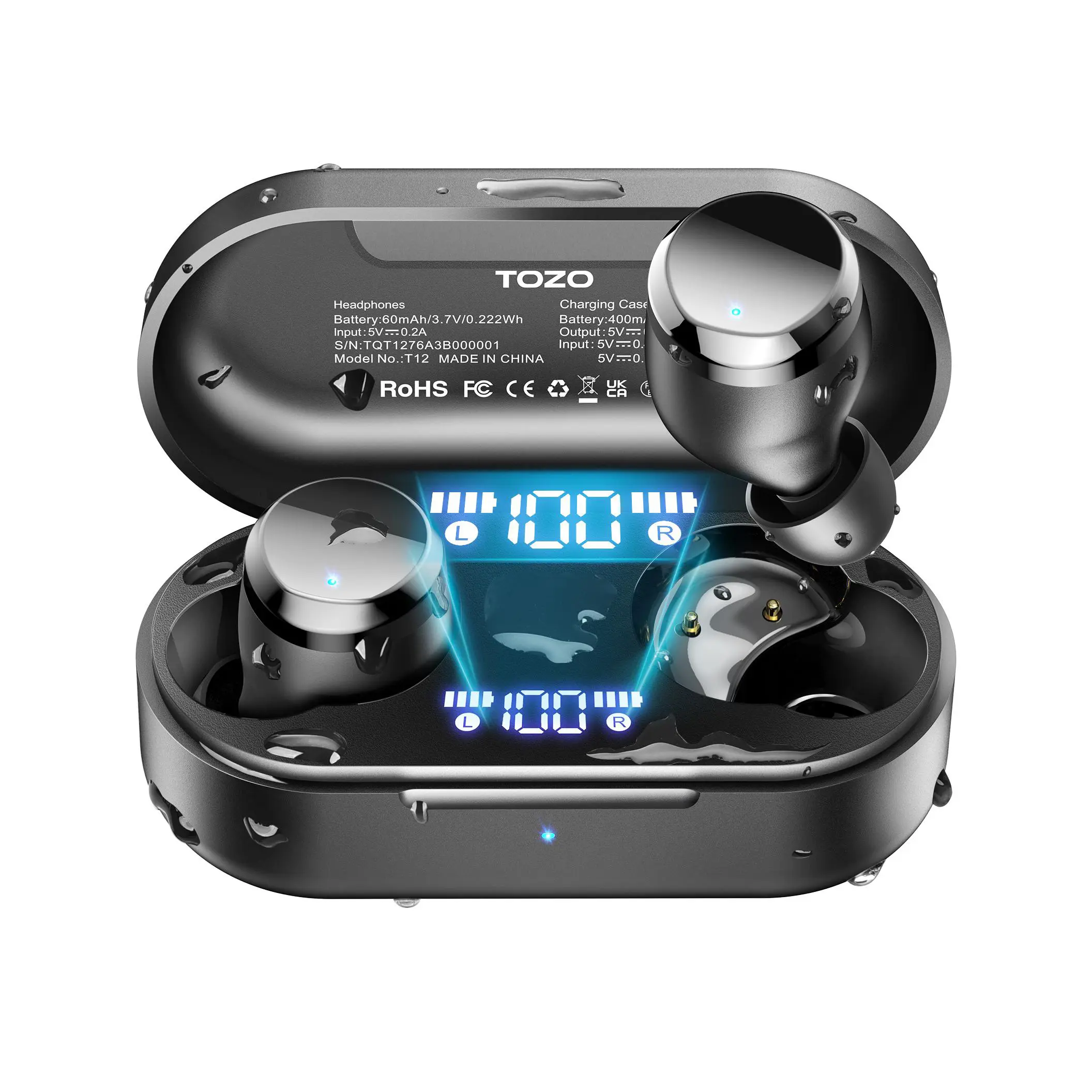 TOZO Tonal Dots (T12) Wireless Earbuds Bluetooth 5.3 Headphones Built-in ENC Noise Cancelling Mic Audio Earphones Headset Electronic Digital in-ear earphone