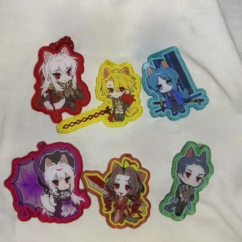Limbus Company keychains, featuring Don Quixote, Sancho, Bari, and Dulcinea acrylic pendants, perfect as a gift for fans.