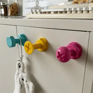 3pcs/1set Cute Hook Creative Screw Hook Behind The Wall Door Coat And Cap Hook Adhesive Punch-Free Hook Load-Bearing Wall Mount Coat Hook for bedroom wall decor, Aesthetic room decor