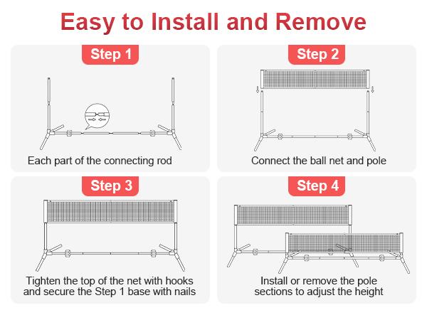 Portable Badminton Net Set, 14FT Adjustable Height for Outdoor & Indoor Use, Includes Carry Bag, Easy Setup No Tools Needed