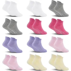KF5-SOC11 12 Pairs Toddler Non Slip Kid Boy Girl Socks with Grips, Toddlers Child Anti Skid Sticky Gripper Socks 1-7 Years Old