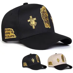 Unisex Jesus Cross Embroidered Five-panel Baseball Cap Outdoor Adjustable Sunscreen Leisure Hat Spring Autumn Travel Tourism Beach Vacation
