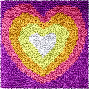 Latch Hook Kits for Adults,DIY Rug Crafts Love Rainbow Pattern Color Printed Canvas,Latch Hook Kits for Beginners Handmade Needlework Crafts Home Decoration,12"x12" NT1