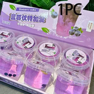 Blueberry Slime Large Bucket High Transparency Stress Relief Crystal Mud, Bubble Gum, Non-Sticky Crystal Bubble Mud, Relaxation Toy