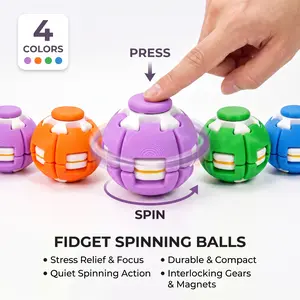3D Printed Fidget Ball Toy, Smooth-Spin Handheld Gyro Stress Relief Gadget, Quiet Sensory Spinner for Focus & Relaxation, Portable Anti-Anxiety Desk Toy for Kids, Teens & Adults