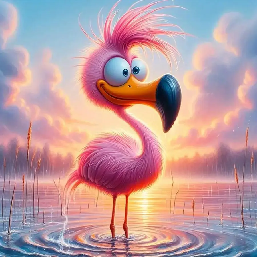 5D DIY Diamond Arts Colorful Painting Kit, Flamingo Pattern Diamond Arts Colorful Painting, DIY Decorative Art Picture for Beginner