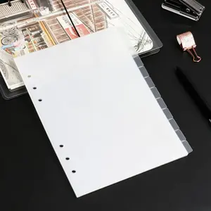 12-Piece A5 Six-Hole Index Dividers, Semi-Transparent Plastic Classification Cards, Essential Stationery for Notebooks, Planners, Journals